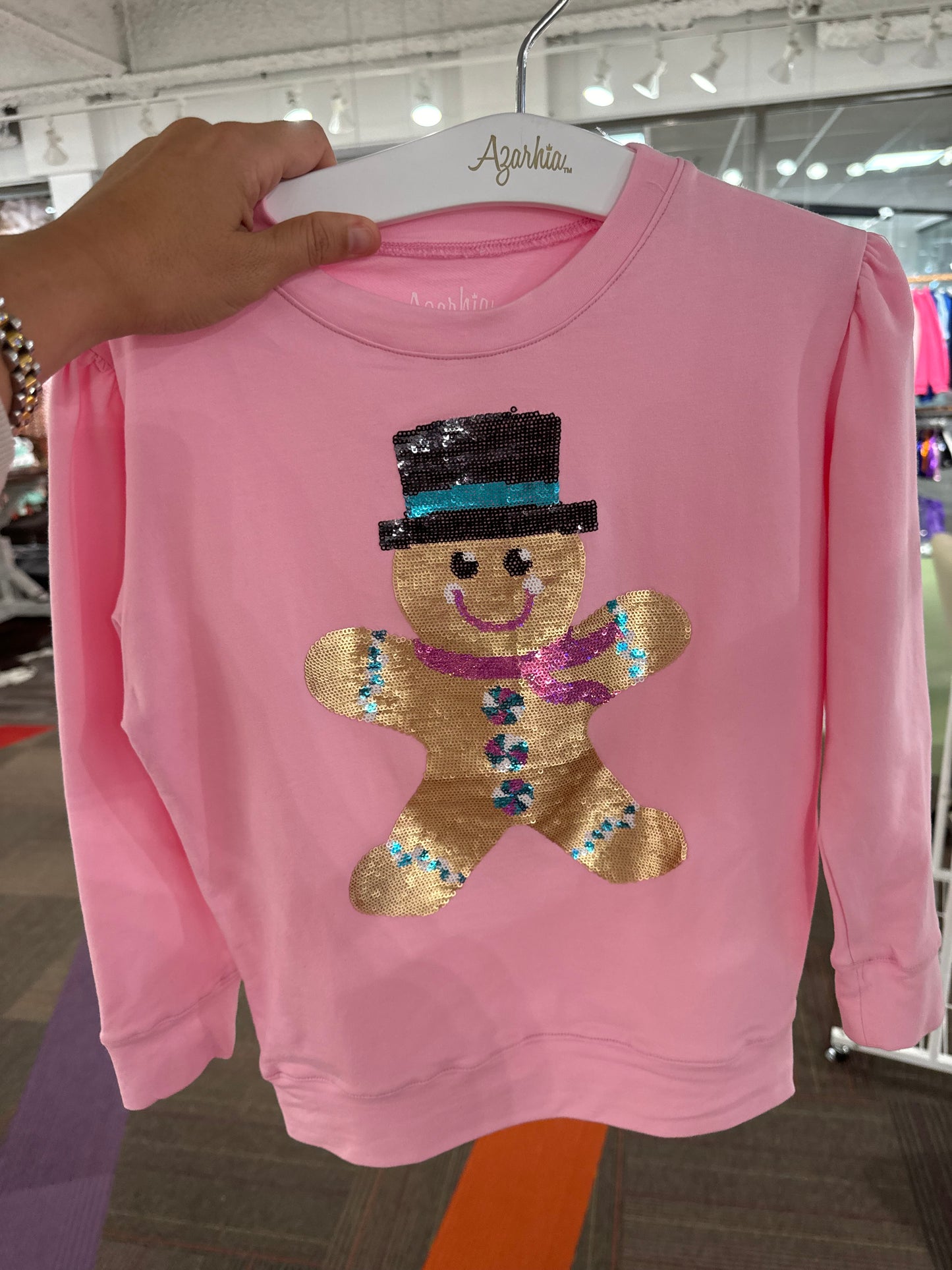 Pink Sequin gingerbread Sweatshirt