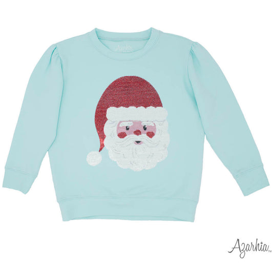 Seafoam Sequin Santa Sweatshirt