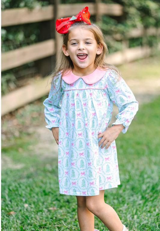Watercolor Christmas Tree & Bow Dress