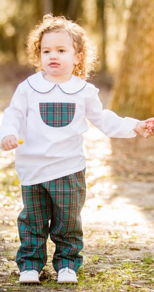 Green Tartan long sleeved pants set