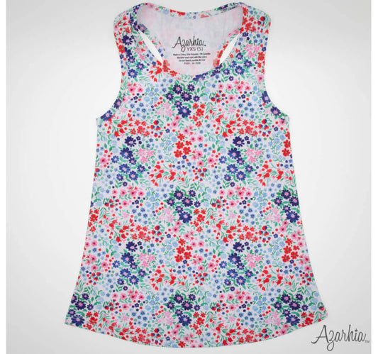 Liberty print racer back girls shirt