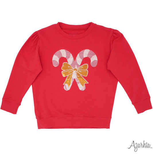 Red Candy Cane sequin Sweatshirt