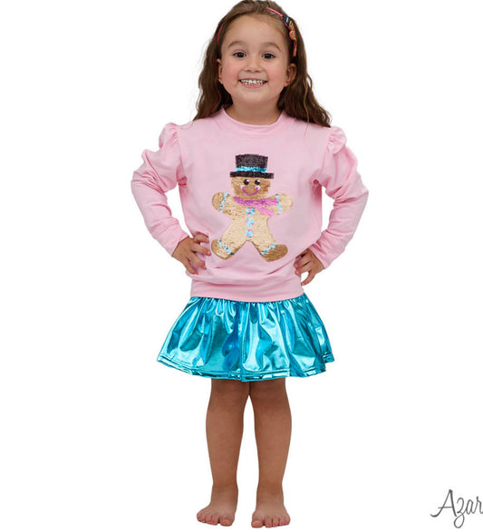 Pink Sequin gingerbread Sweatshirt
