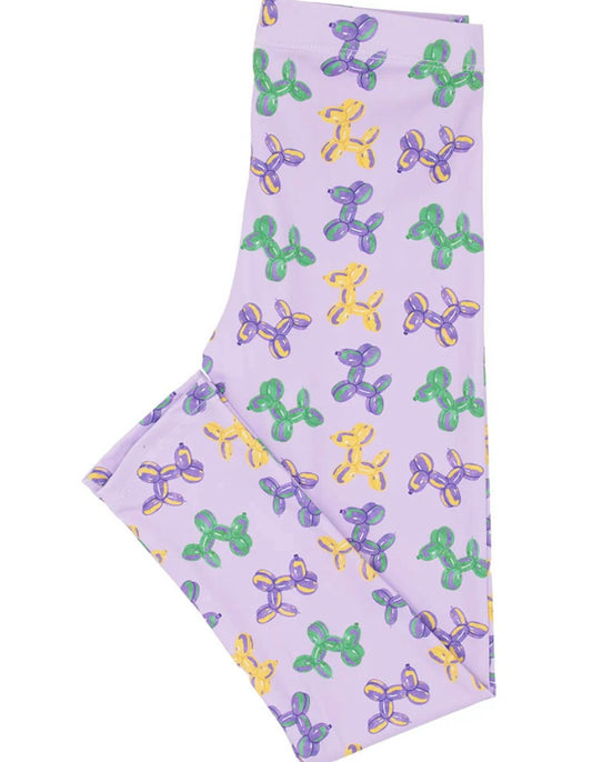 Balloon Dog Mardi Gras leggings