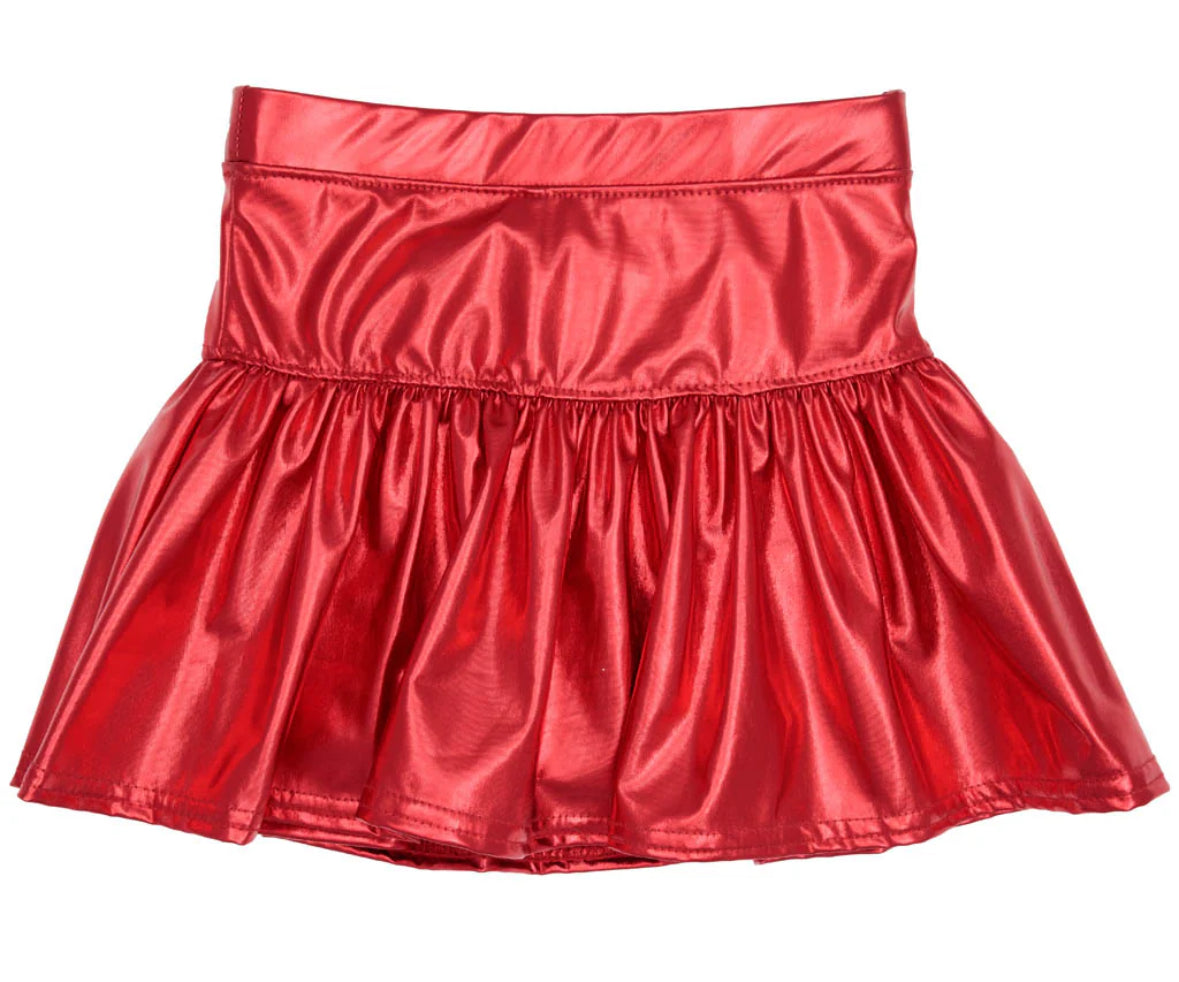 Red metallic skort