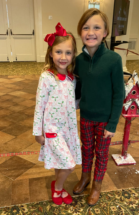 Holly Jolly Bow Drop Waist Knit Dress