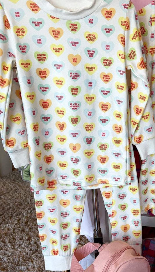 Girls Cajun Candy hearts Pants Set