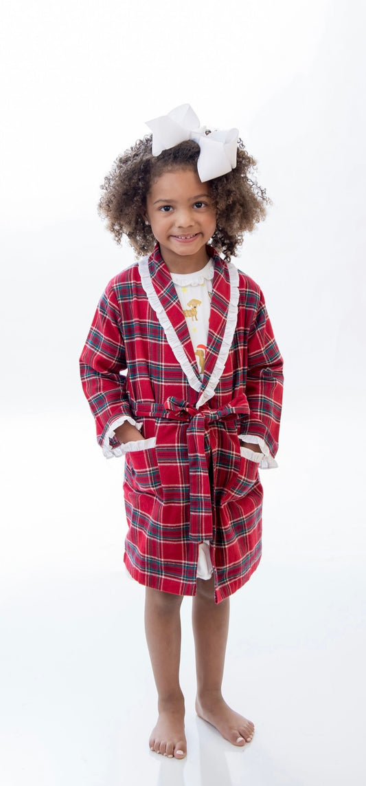 Classic Christmas Plaid Robe  - Ruffle - Girls