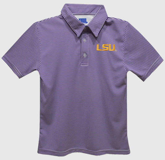 LSU Licensed Striped performance golf polo