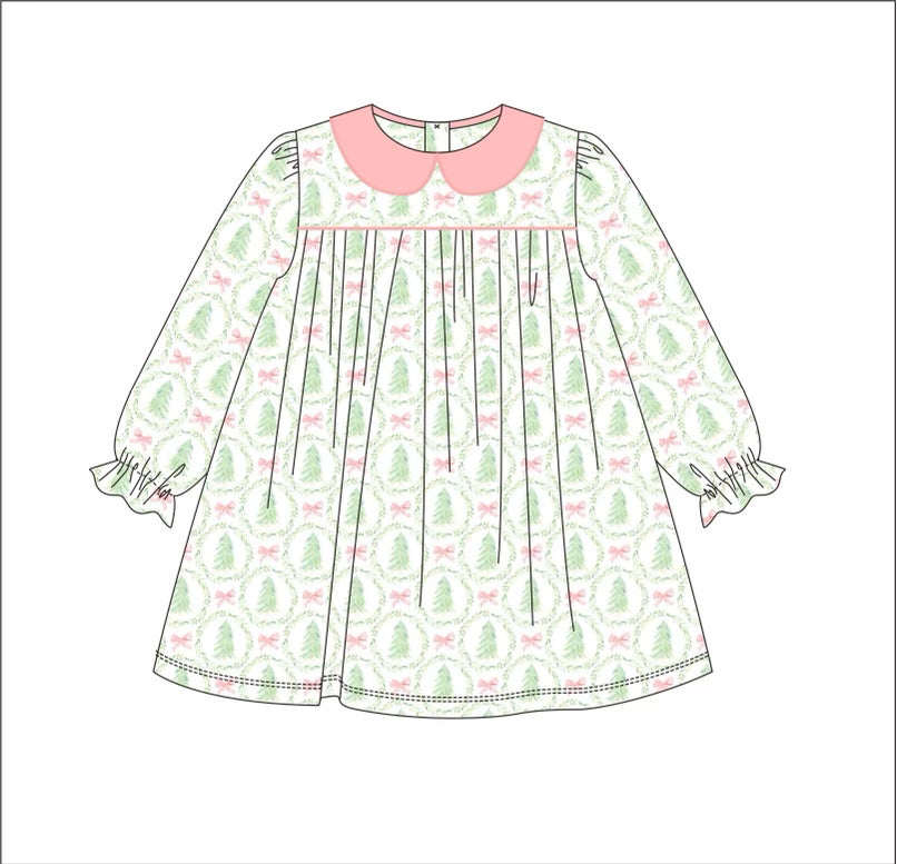 Watercolor Christmas Tree & Bow Dress