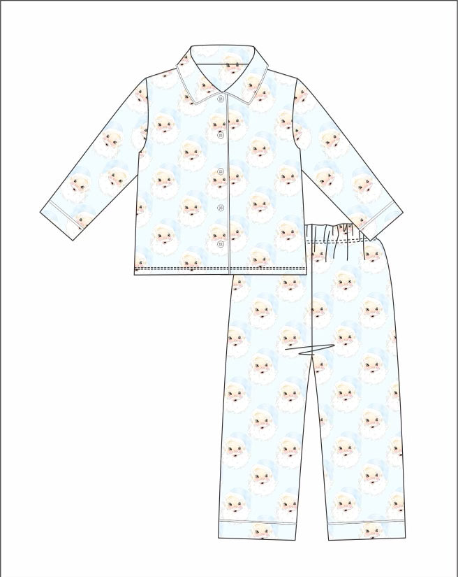 Santa Button Up Pajama Set