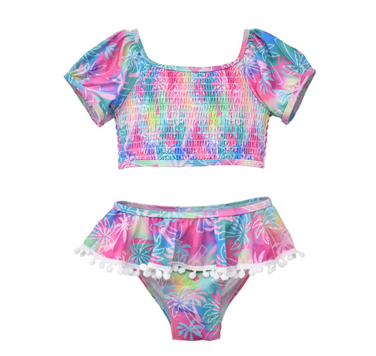 Palm Tree Flap Happy Two Piece Swimsuit
