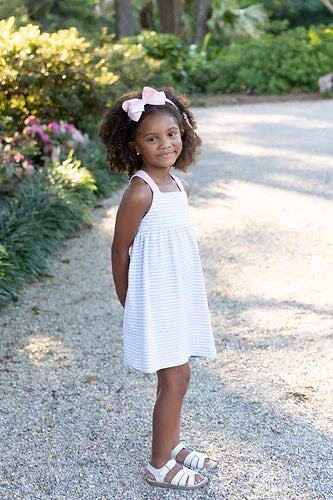 Blue Stripe Knit Cross Back Dress