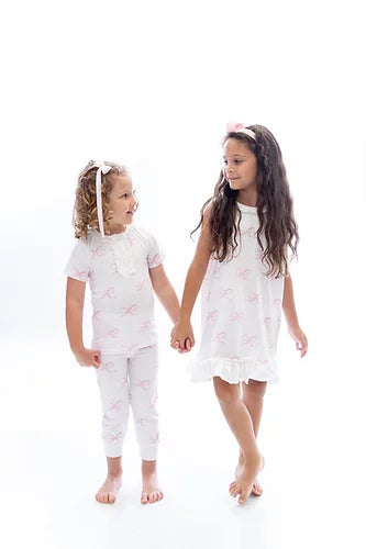 Pretty In Pink Bow Ruffle PJ Set