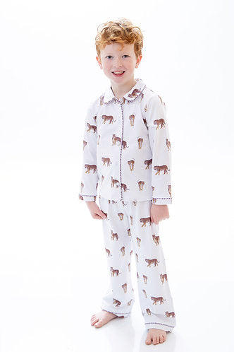 Roarin' Tiger Button Down Knit Pajama Pant Set