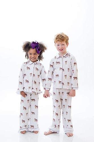 Roarin' Tiger Button Down Knit Pajama Pant Set