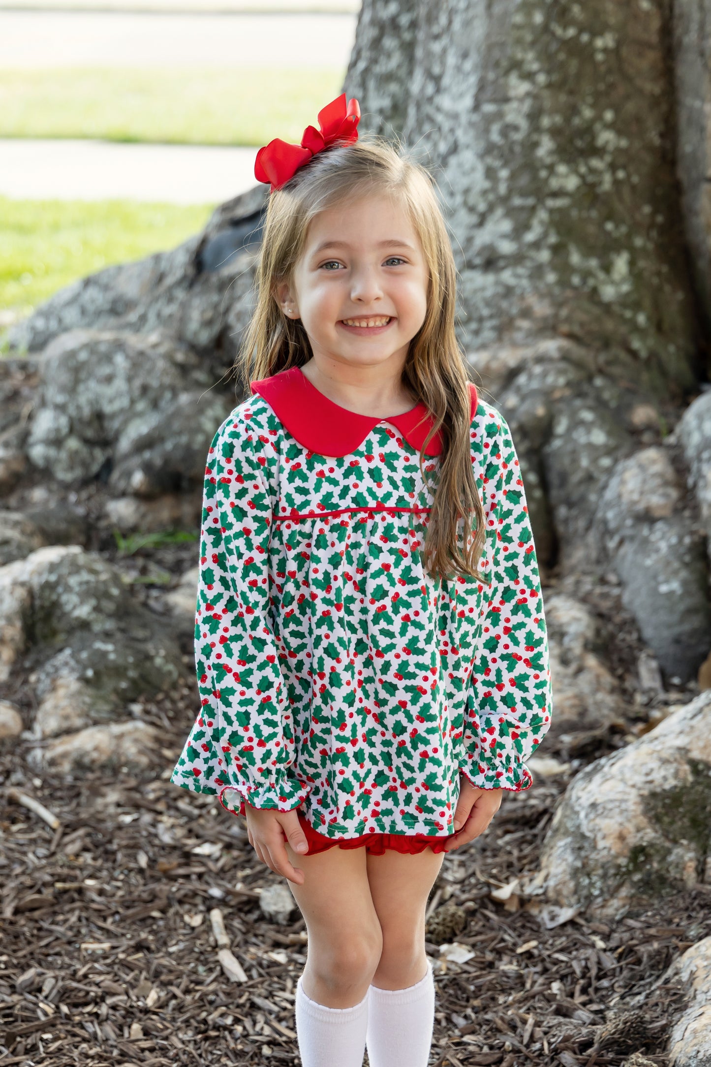 Holly Leaf Knit Bloomer Set