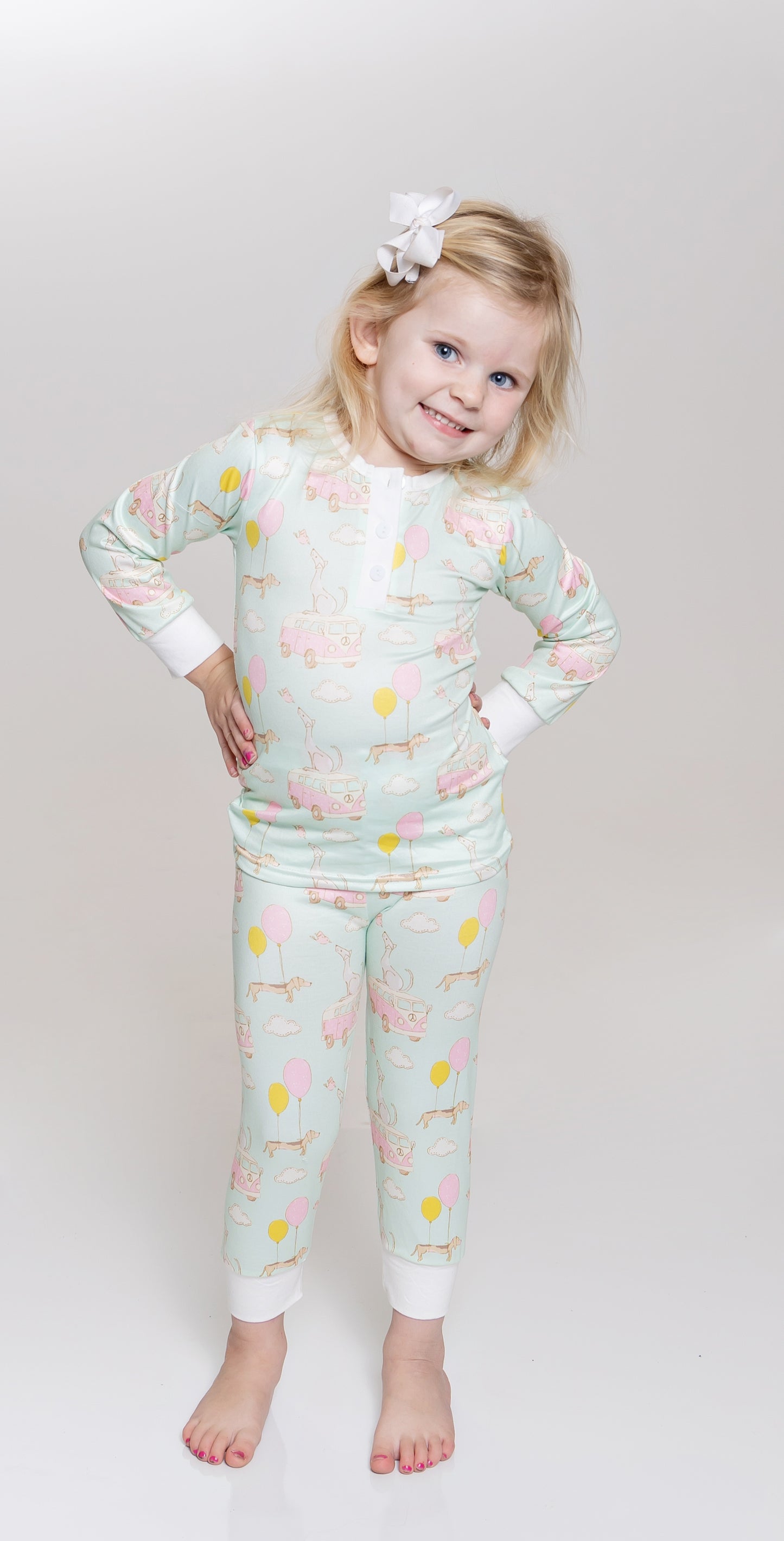 Groovy Pup Ruffle Pajama Set - Girls