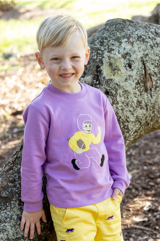 Football Player Appliqué Sweatshirt