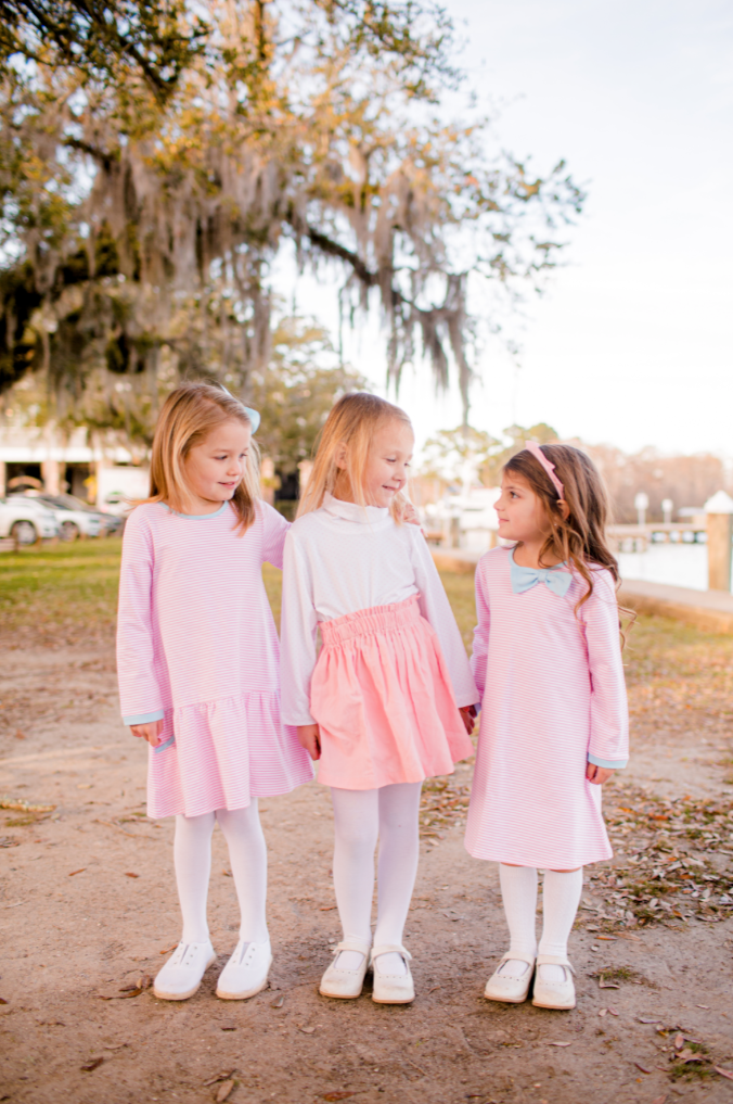 Knit Dress - Drop Waist Pink Stripe