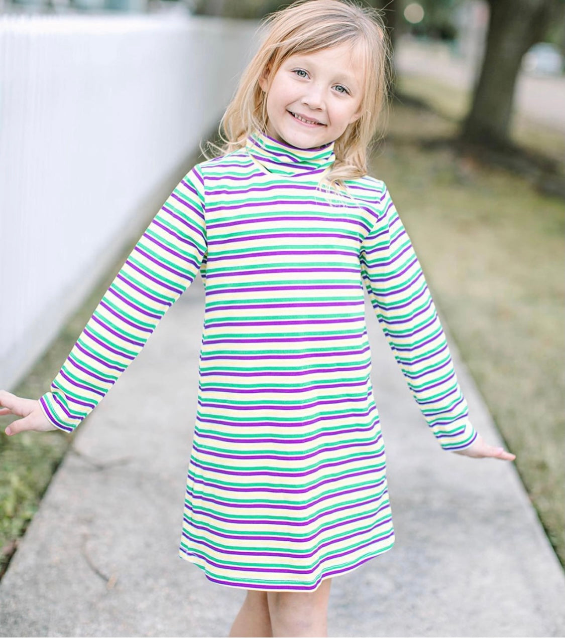 Carnival Striped Turtleneck Knit Dress