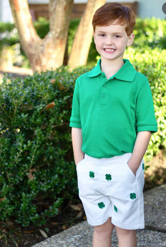Embroidered Shamrock twill Shorts