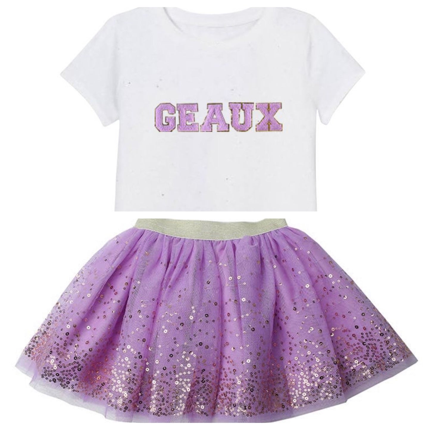 Purple tutu with gold sequins