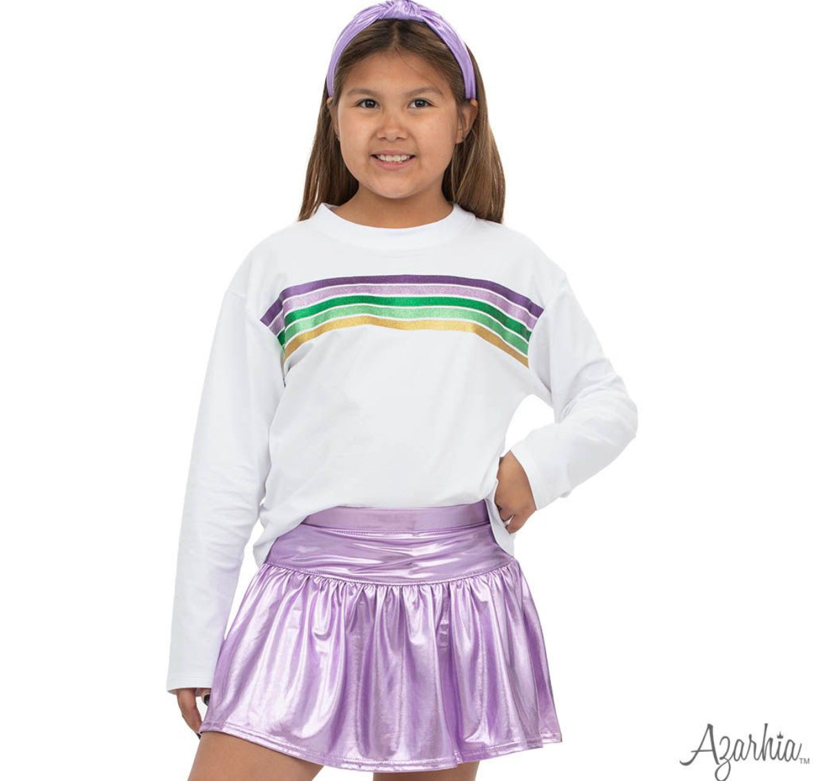 Trendy striped glittered Mardi Gras tee