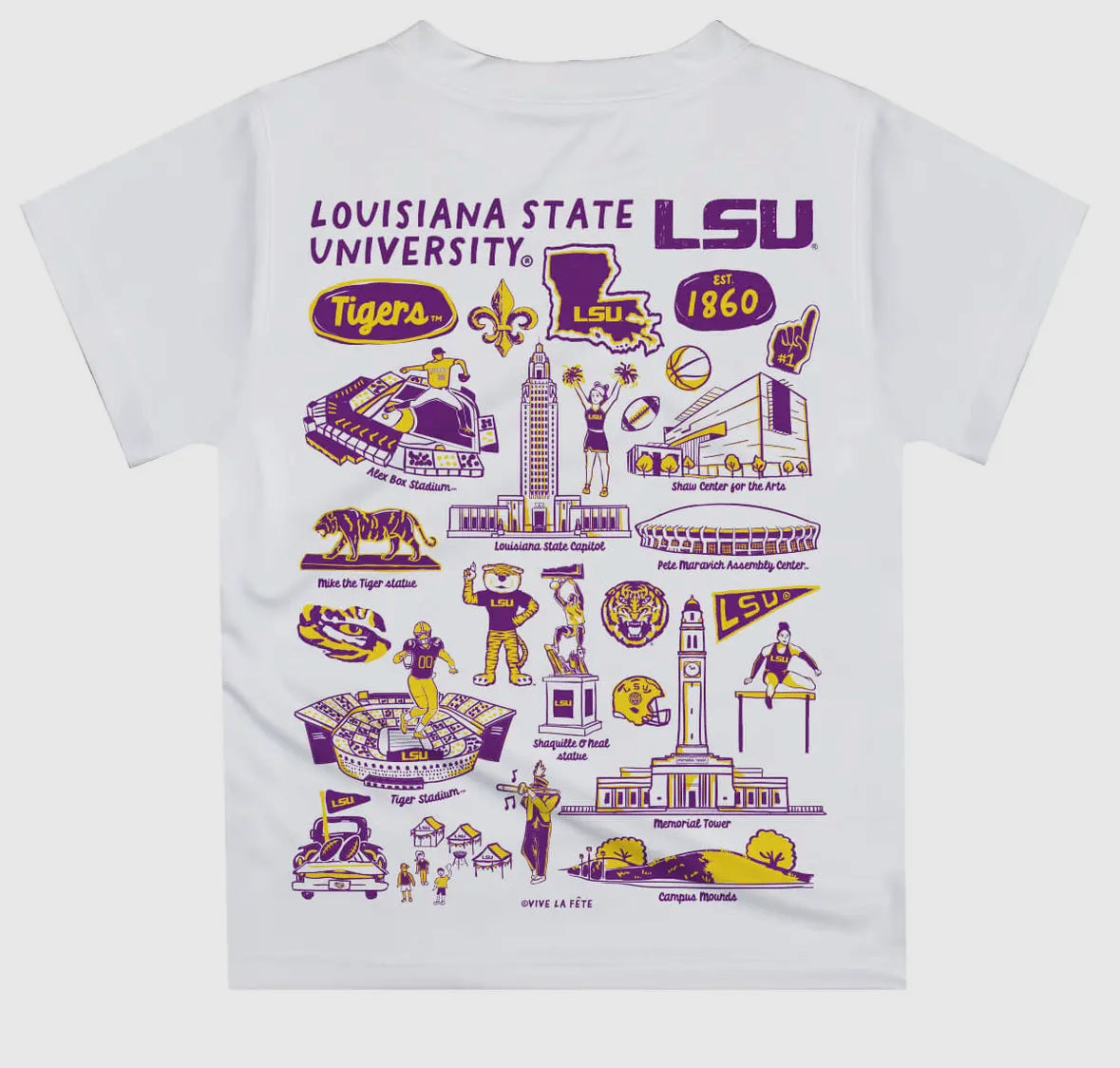 Preorder! White LSU Tigers hand sketched impression tee