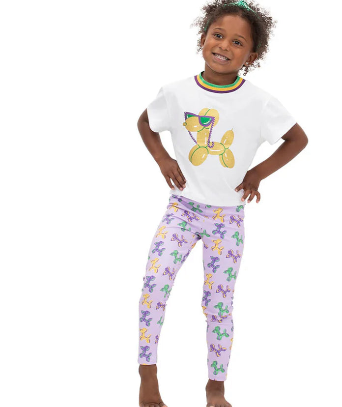 Balloon Dog Mardi Gras leggings