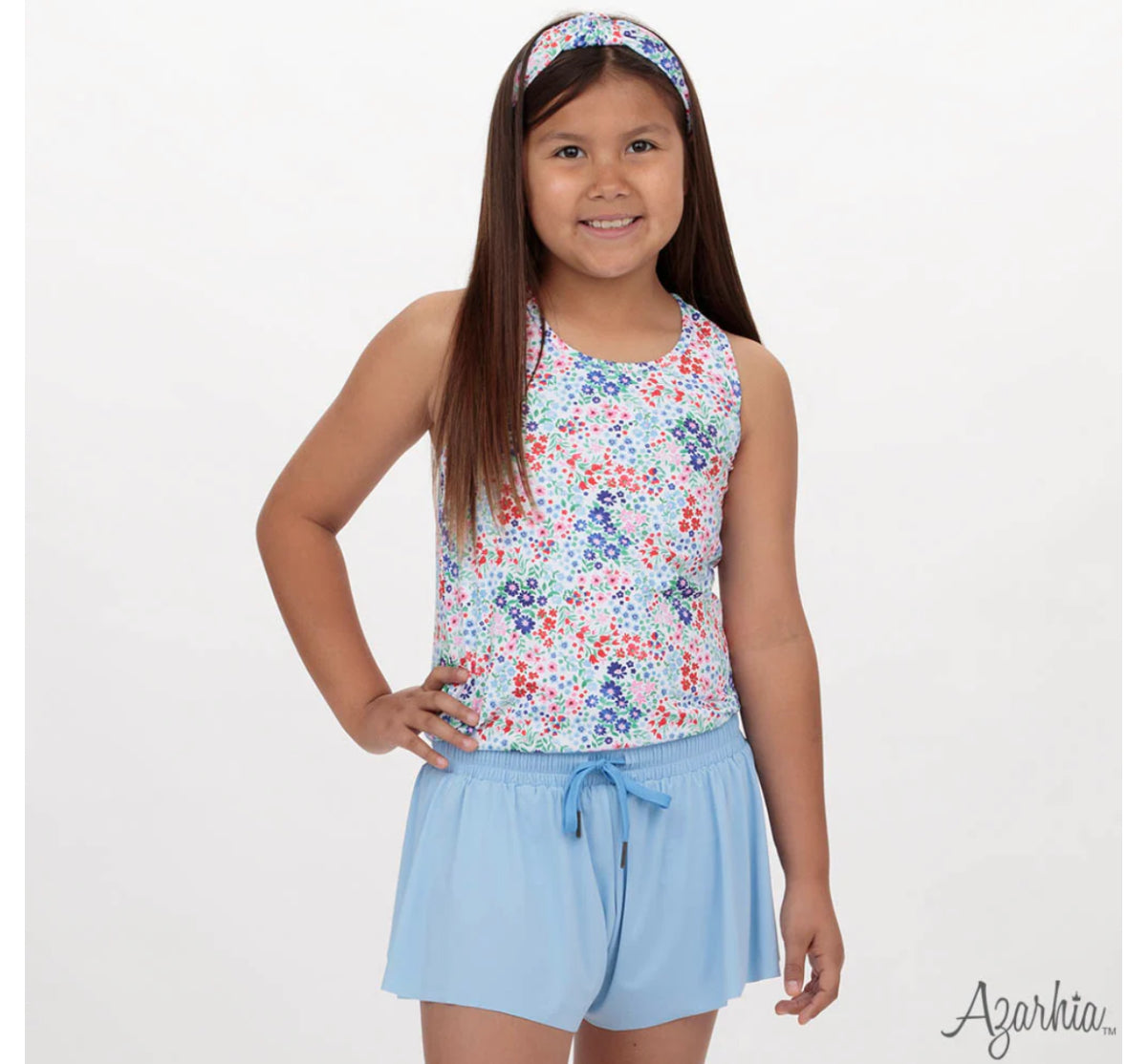 Liberty print racer back girls shirt
