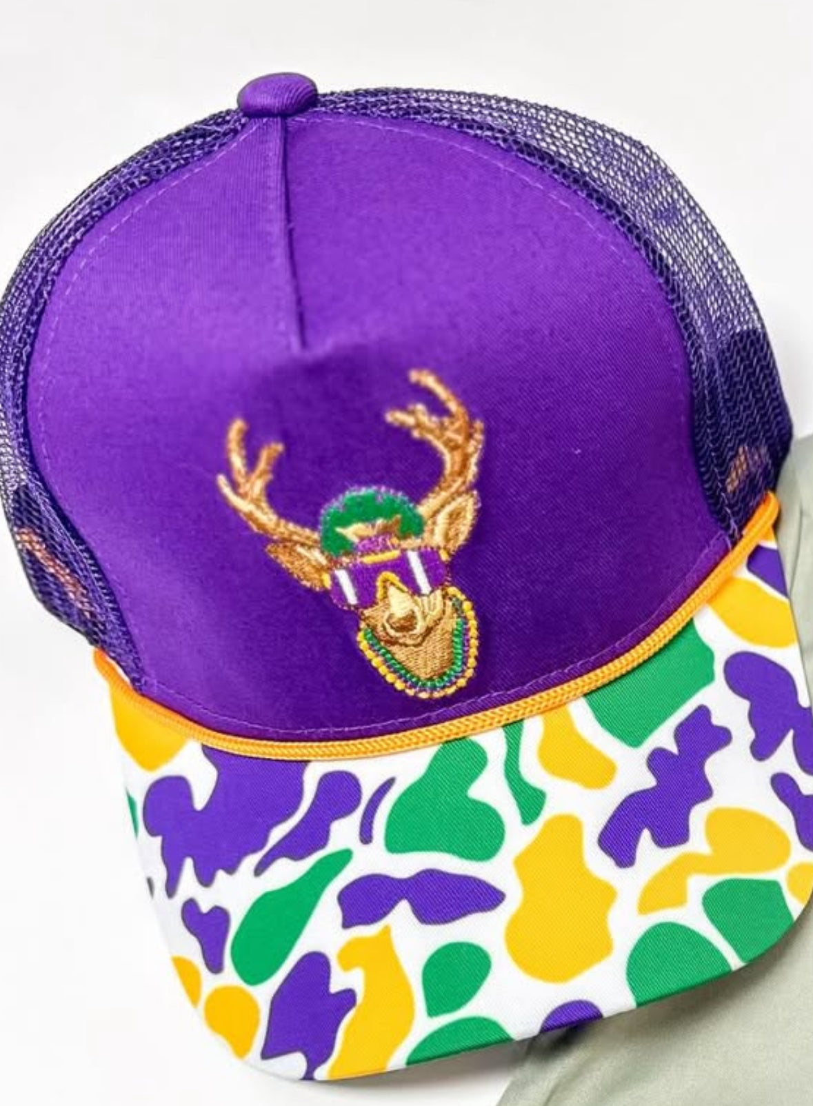 Mardi Gras Camo deer hat