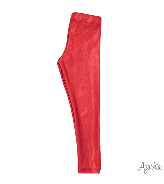 Red metallic leggings