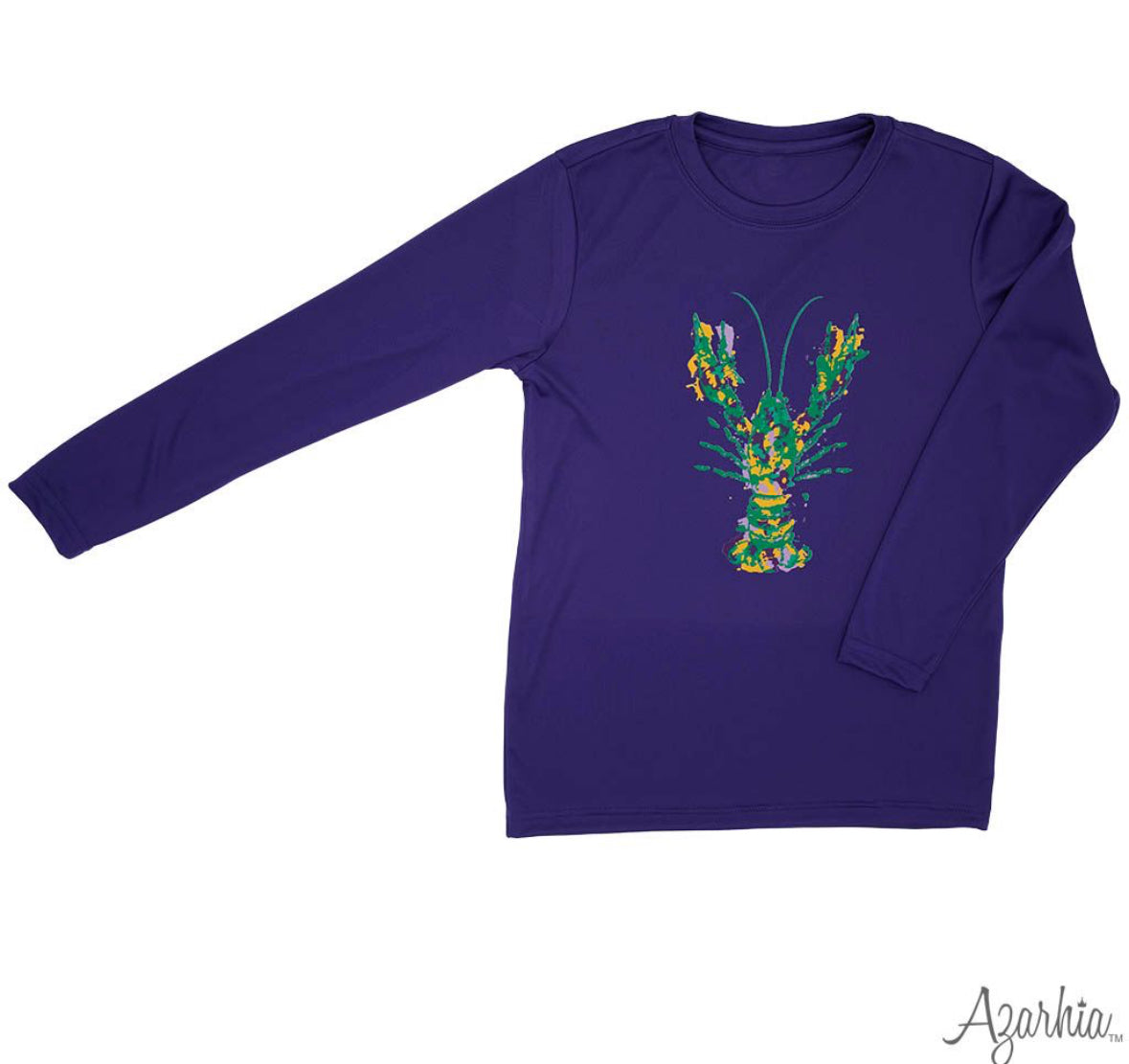 Drifit Mardi Gras long sleeved crawfish tee shirt