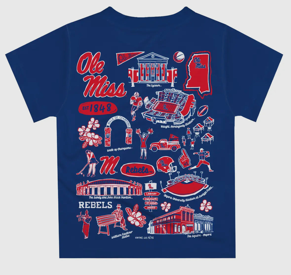 Preorder! Blue Ole Miss hand sketched impression tee