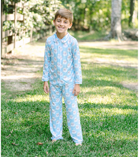 Santa Button Up Pajama Set