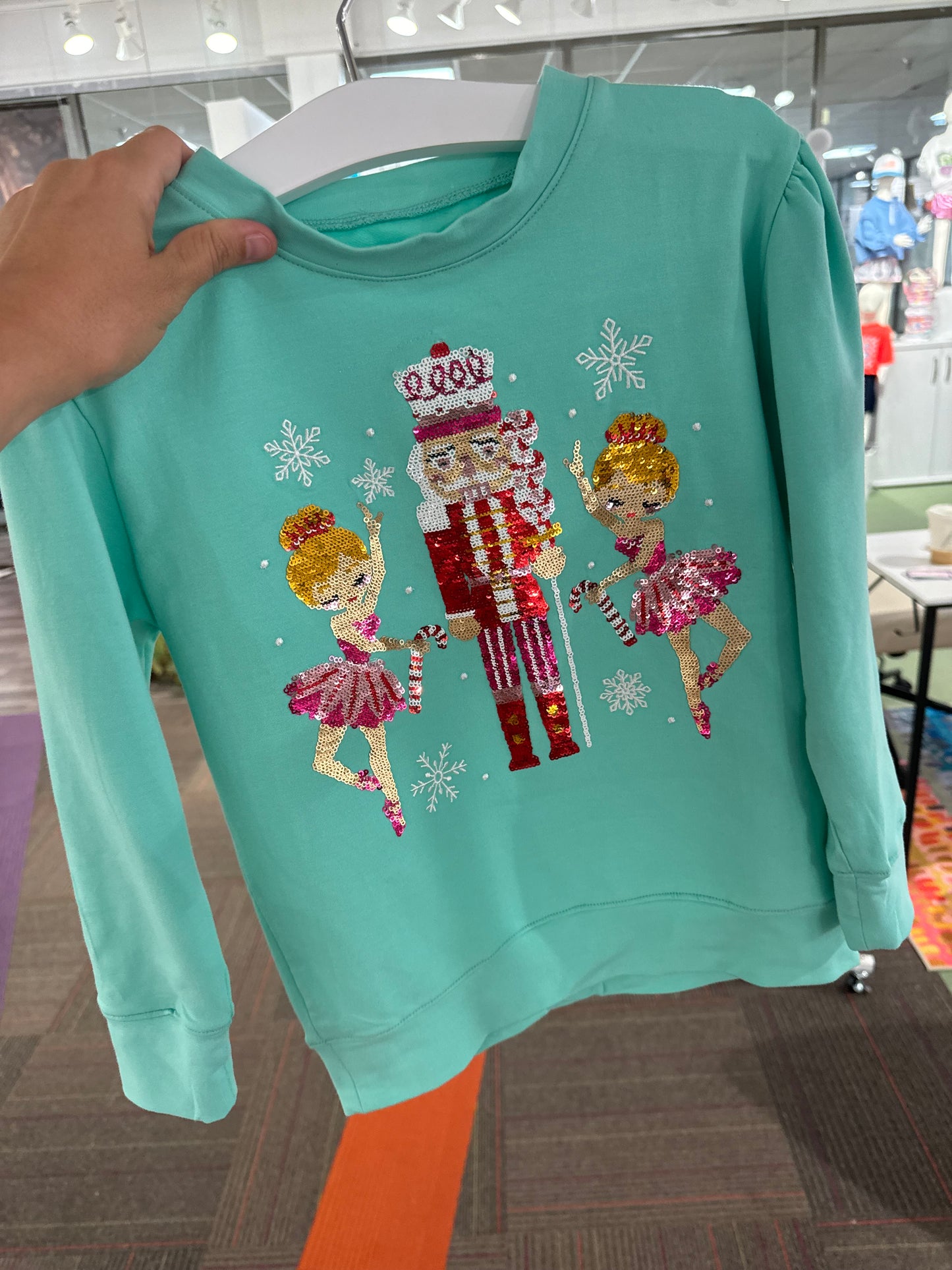 Dark mint sequin nutcracker ballet Sweatshirt