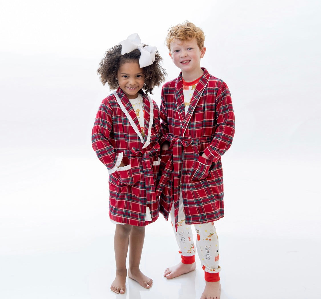 Chrustmas Robe Classic Christmas Plaid Robe - Ruffle - Girls – Little Louanne