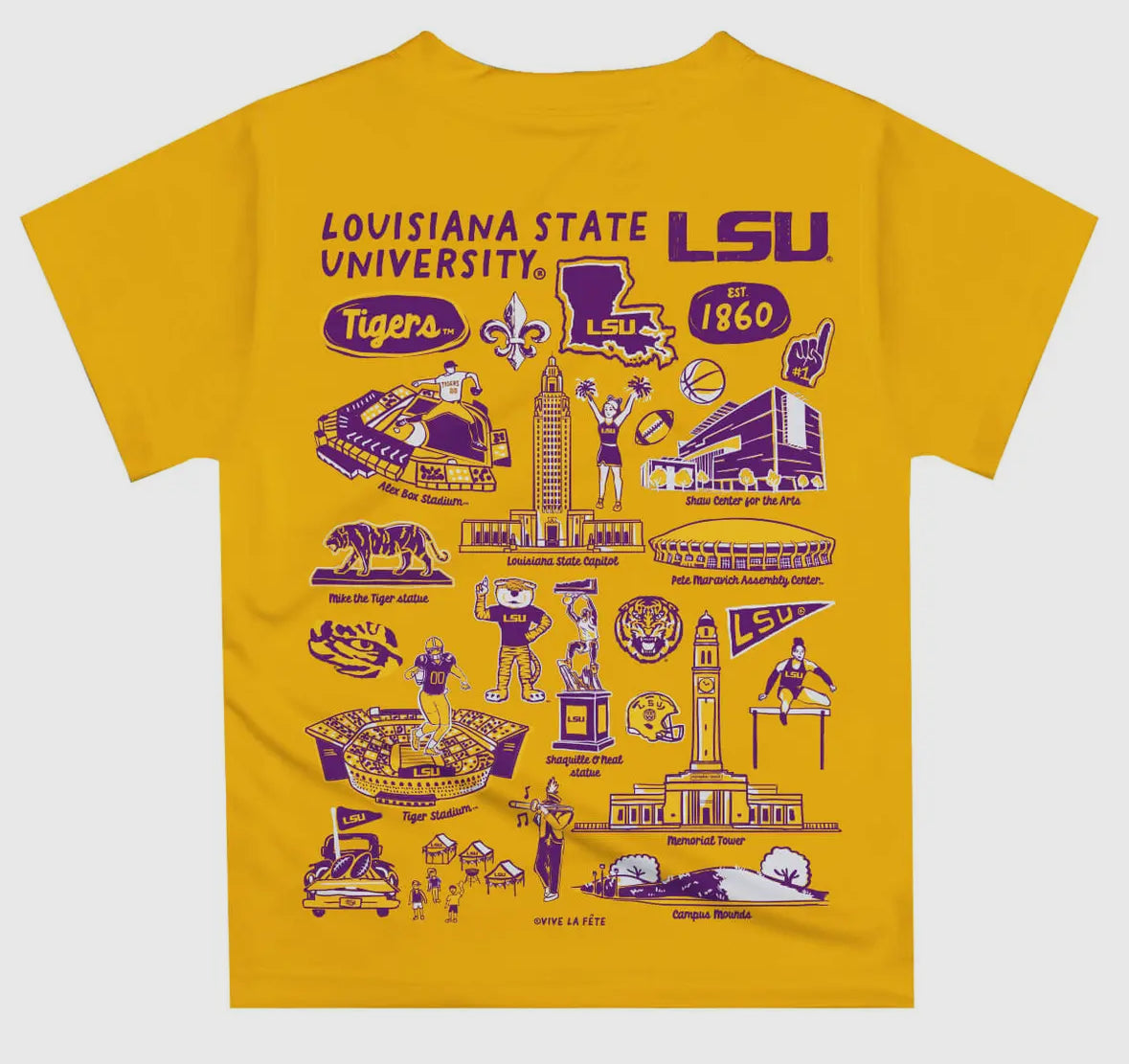 Preorder! Gold LSU Tigers hand sketched impression tee
