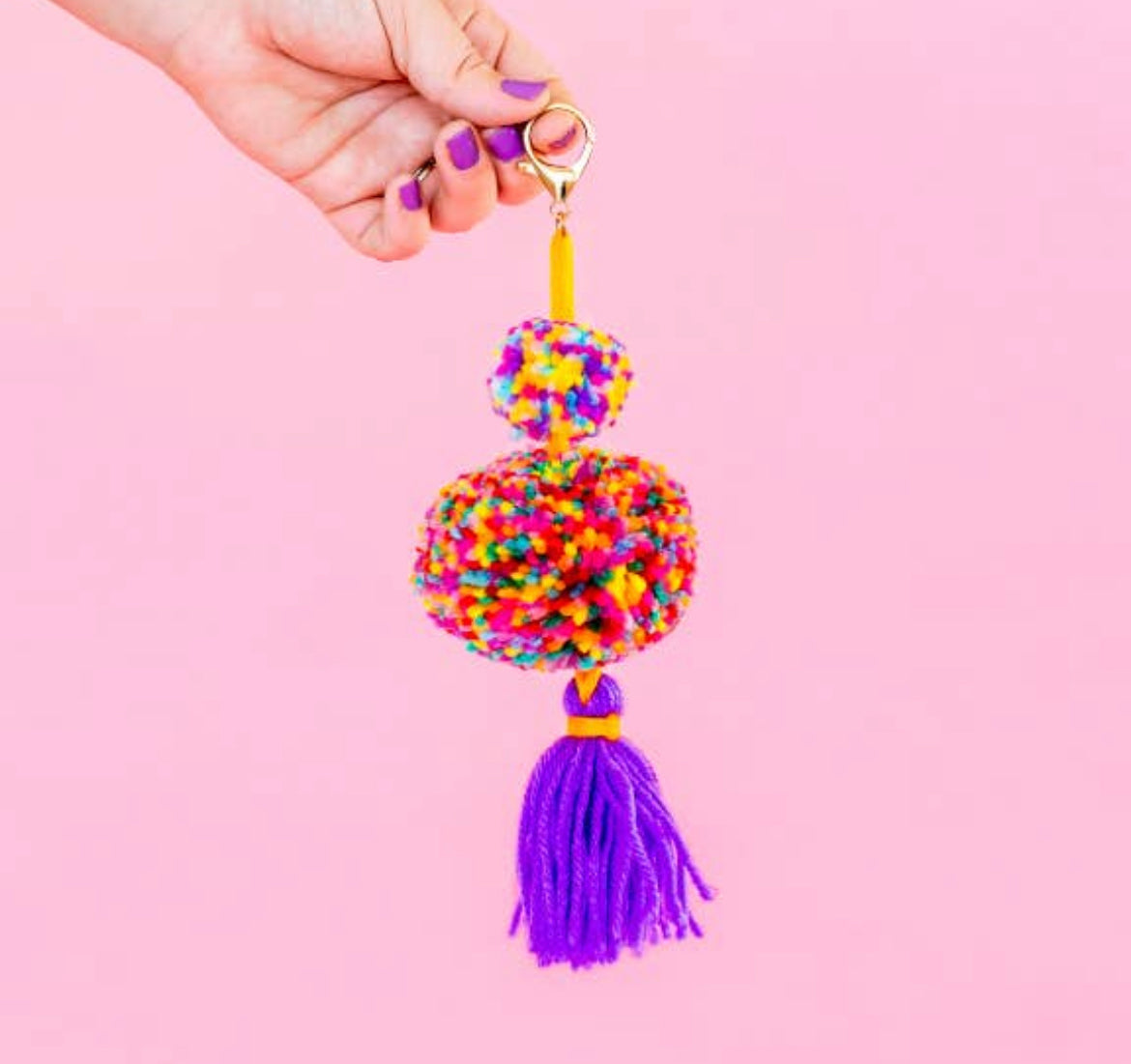 Rainbow Pom keychain