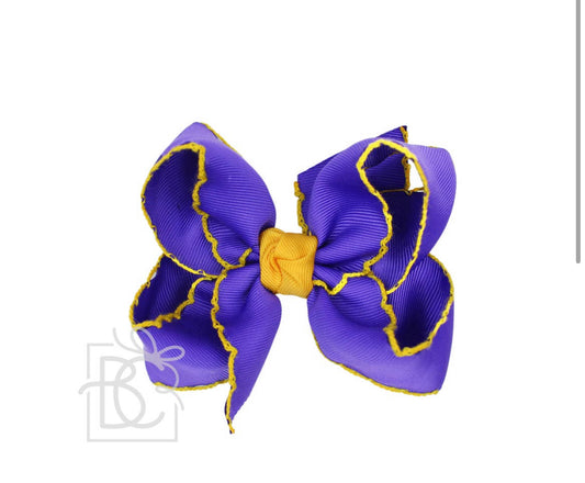 4.5 inch Purple and Gold Moon Stitch Bow