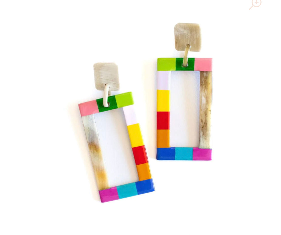 Rainbow Color block earring  lol