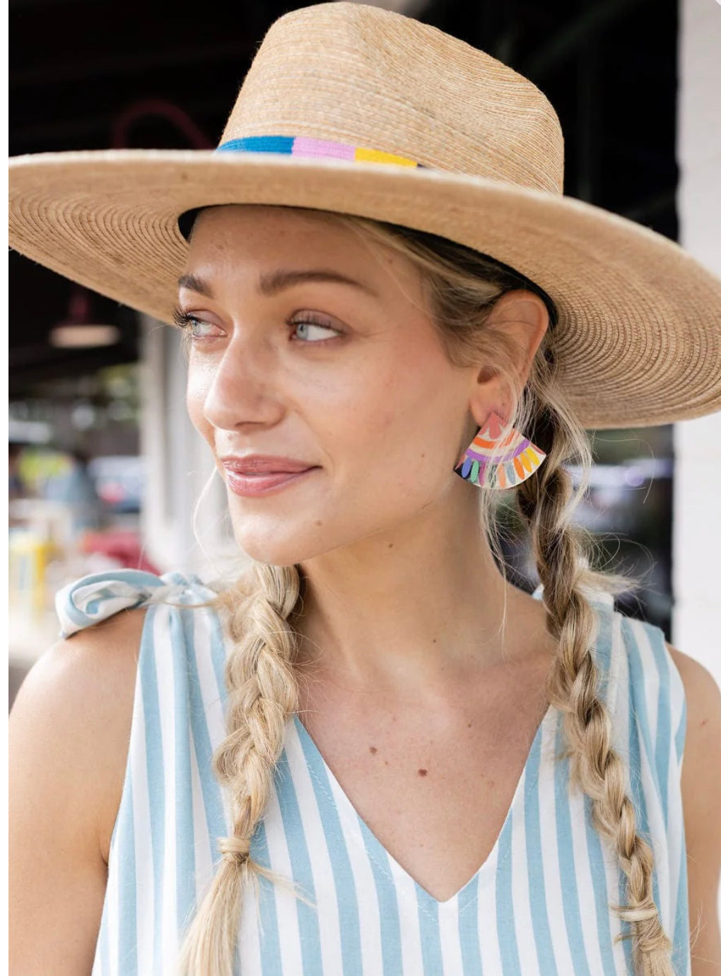 Rainbow Tile earring
