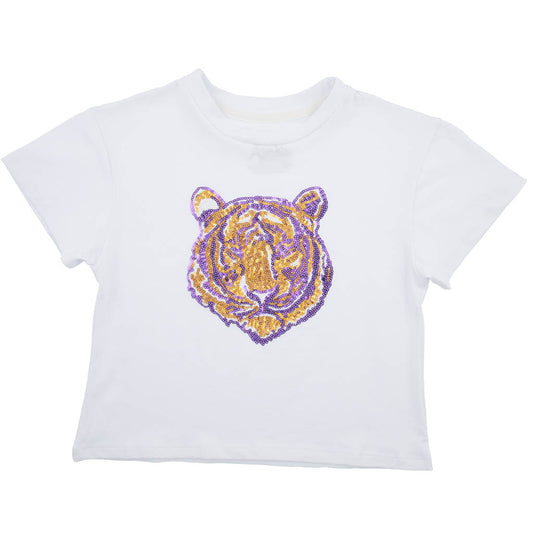 Tiger Sequin Reversible Boxy Tee