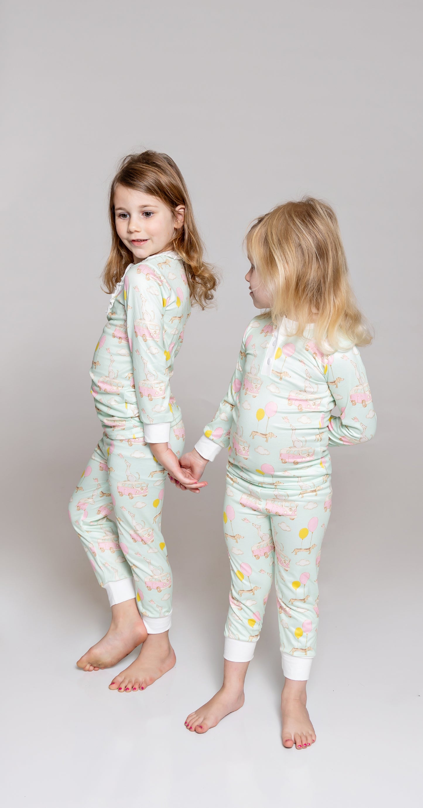 Groovy Pup Ruffle Pajama Set - Girls