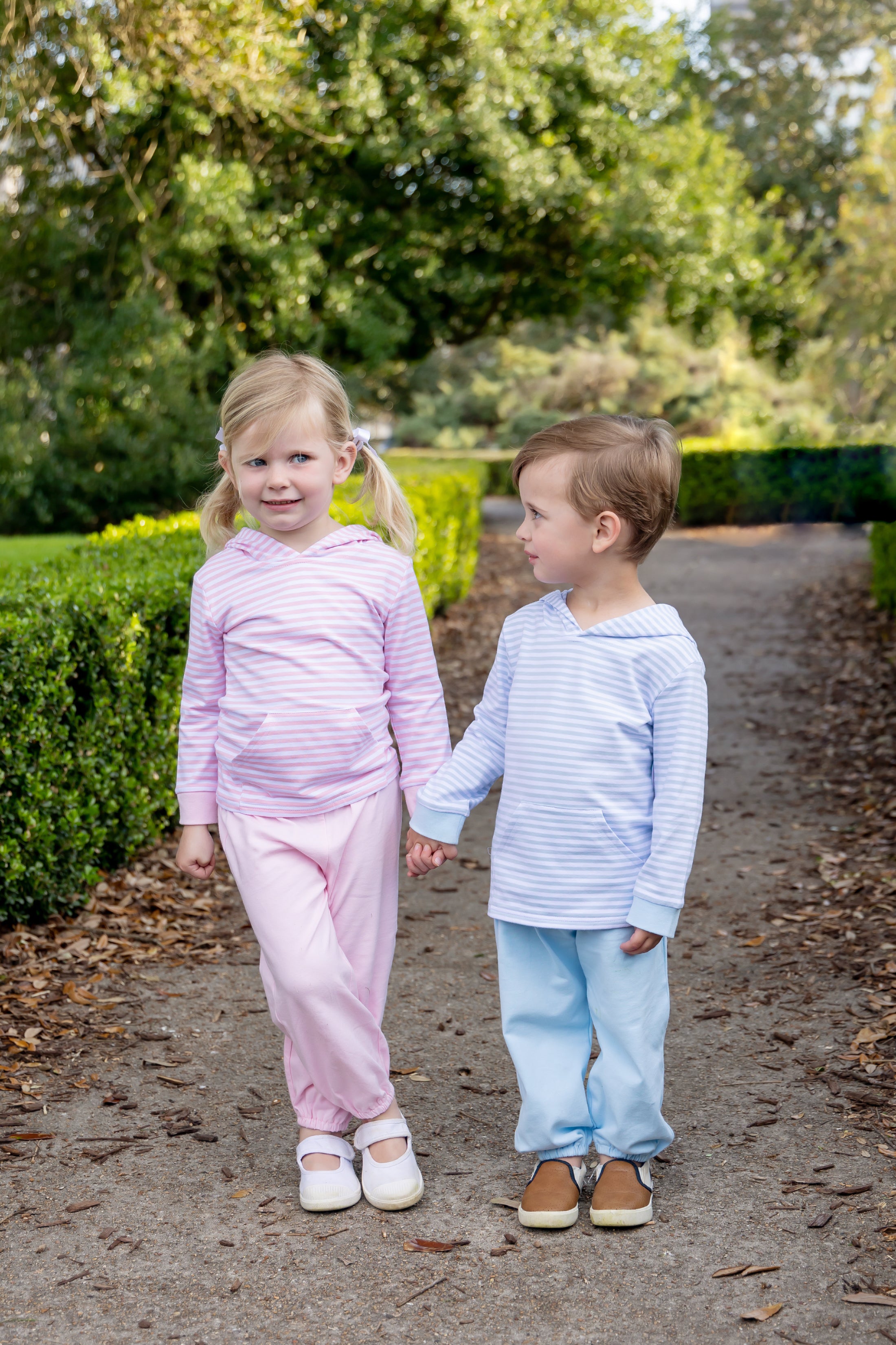 Boys Knit Hoodie Set - Light Blue Striped