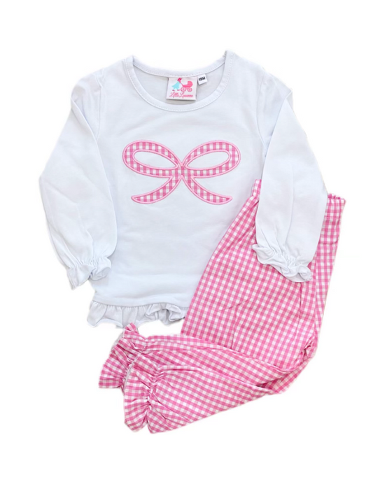 Bow Applique Knit Pant Set
