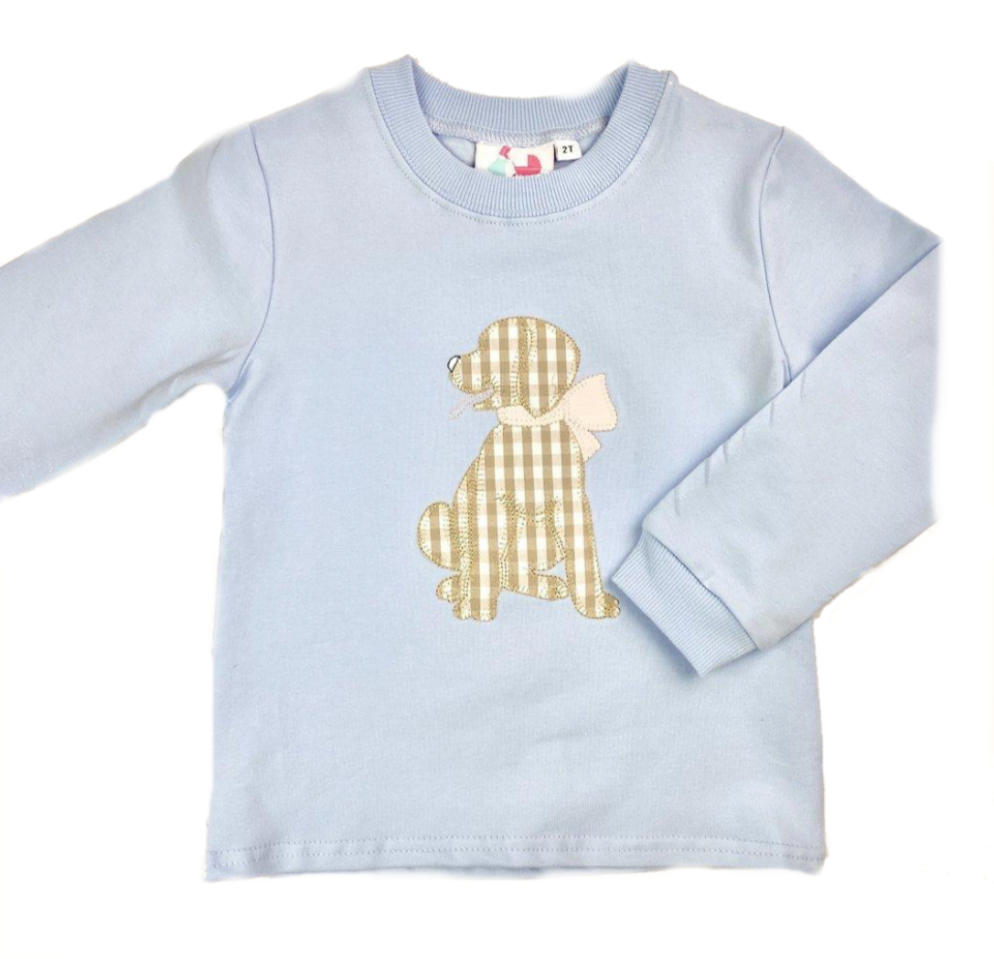 Puppy With Bow Applique Sweatshirt - Girl