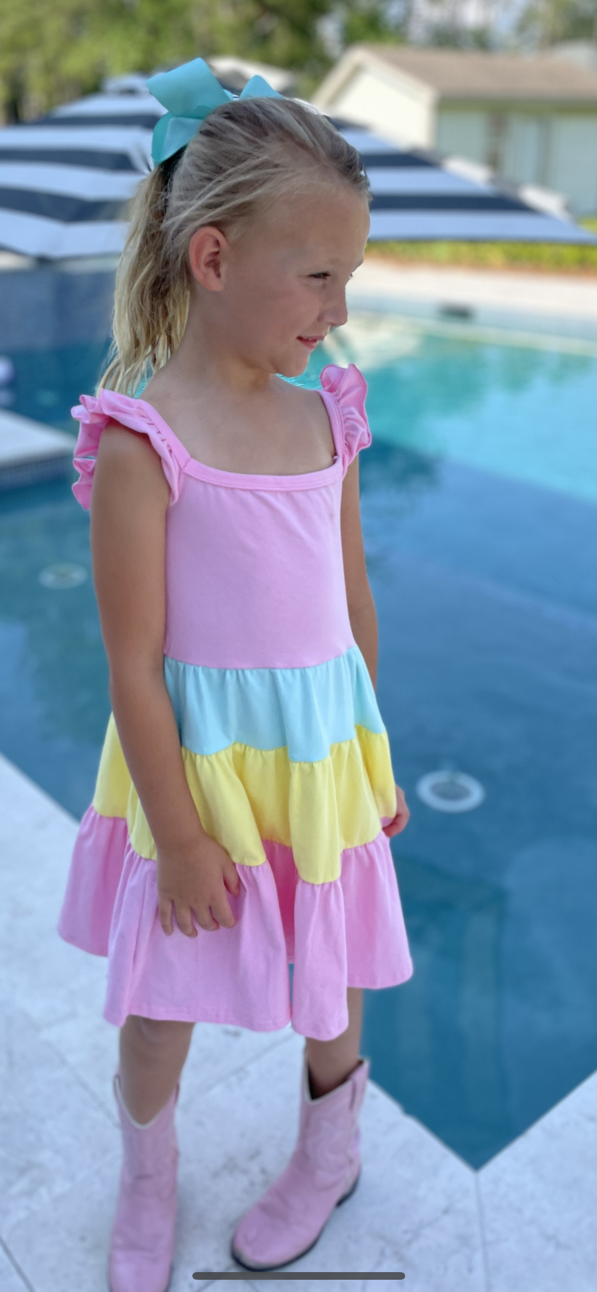 Carley Color Block Tiered Dress