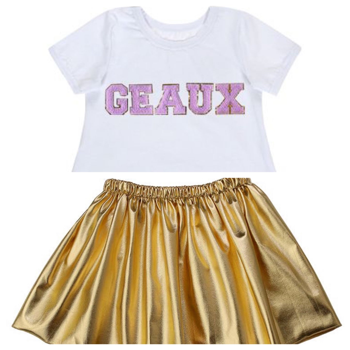 Girls GEAUX Chenille Patch tee shirt